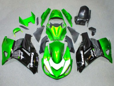 Carenado Moto Kawasaki ZX14R ZZR1400 2006-2011 - Verde Blanco Negro Brillante