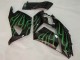 Carenados Moto Kawasaki ZX14R ZZR1400 2006-2011 - Negro Brillante Verde Llama