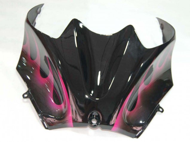 Carenado Moto Kawasaki ZX14R ZZR1400 2006-2011 - Negro Brillante Rojo Rosa Llama