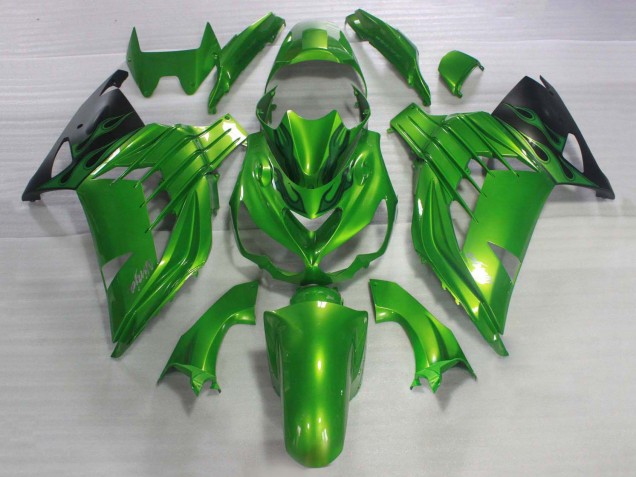 Carenados Moto Kawasaki ZX14R ZZR1400 2006-2011 - Verde Negro Brillante