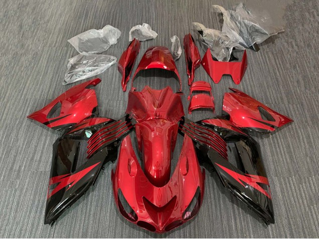 Carenados Moto Kawasaki ZX14R ZZR1400 2006-2011 - Rojo Negro Brillante