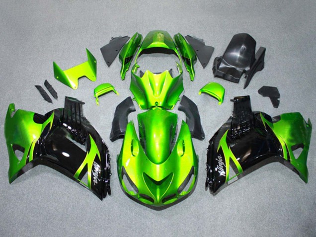 Kits Carenado Moto Kawasaki ZX14R ZZR1400 2006-2011 - Verde Negro Brillante