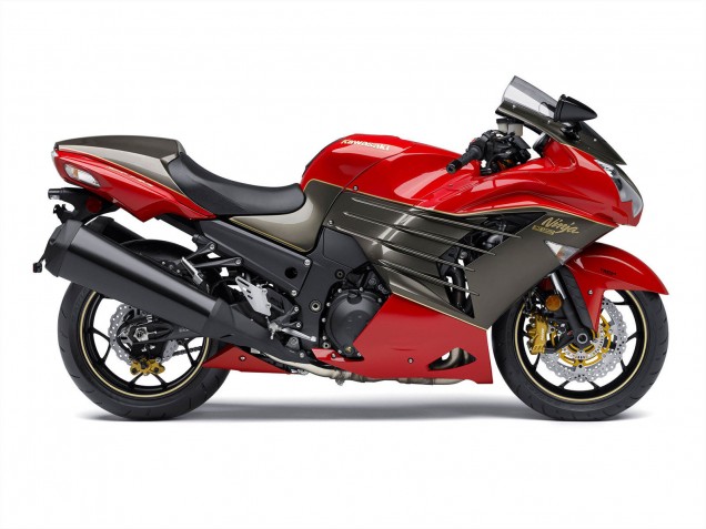 Carenado Moto Kawasaki ZX14R ZZR1400 2012-2024 - Rojo Negro Mate Oro Ninja