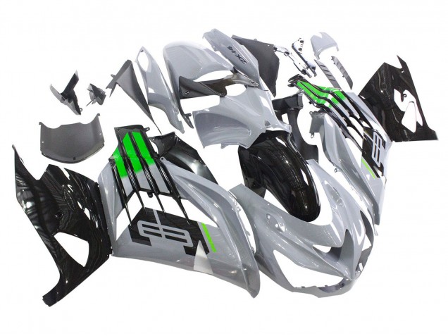 Carenado Moto Kawasaki ZX14R ZZR1400 2012-2024 - Gris Verde Negro