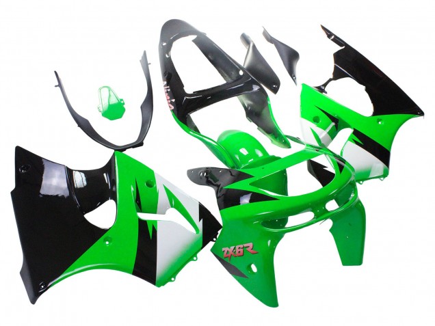 Carenado Moto Kawasaki ZX6R 1998-1999 - Verde Blanco Negro Brillante