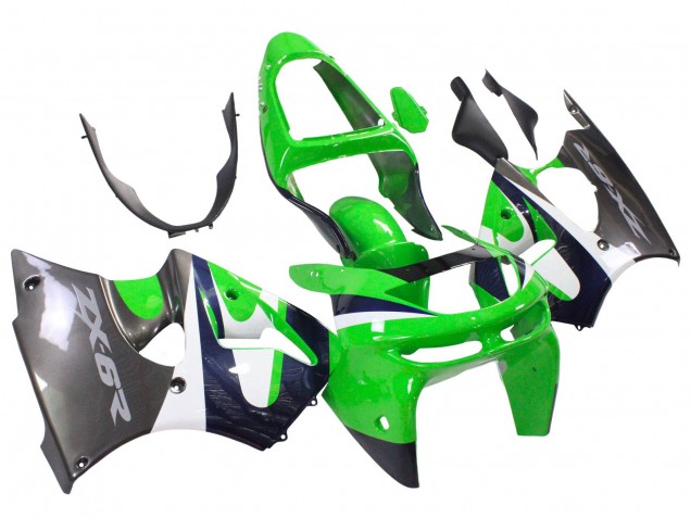 Carenado Moto Kawasaki ZX6R 1998-1999 - Verde Blanco Azul Oscuro Plata
