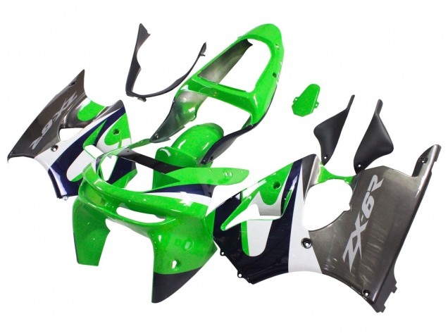 Carenado Moto Kawasaki ZX6R 1998-1999 - Verde Blanco Azul Oscuro Plata