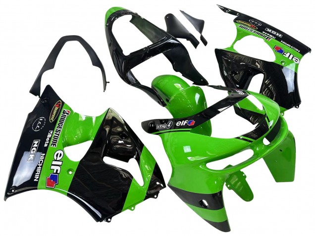 Carenado Moto Kawasaki ZX6R 1998-1999 - Verde Negro Brillante Elf Bridgestone