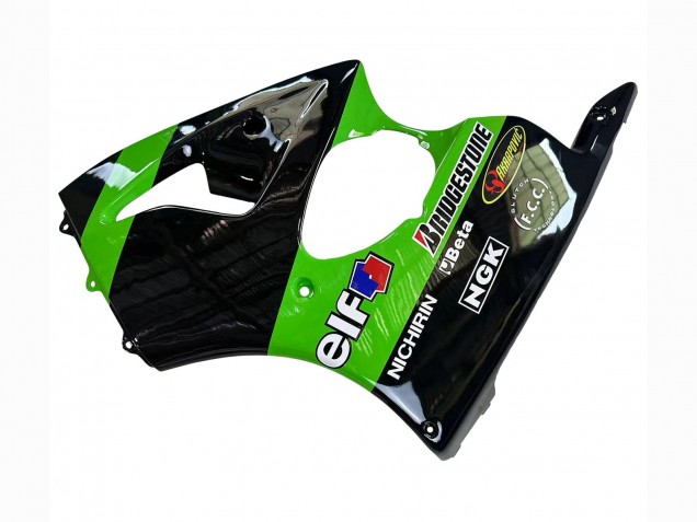 Carenado Moto Kawasaki ZX6R 1998-1999 - Verde Negro Brillante Elf Bridgestone