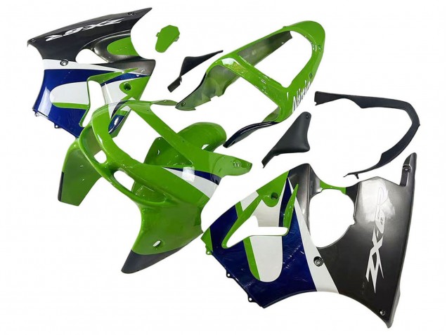 Carenado Moto Kawasaki ZX6R 1998-1999 - Verde Blanco Azul Plata Negro Brillante