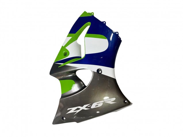 Carenado Moto Kawasaki ZX6R 1998-1999 - Verde Blanco Azul Plata Negro Brillante
