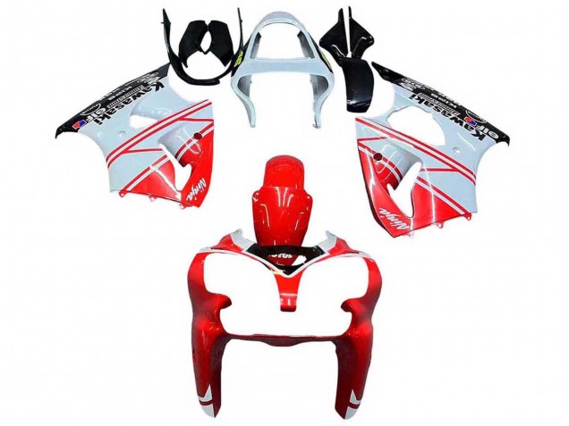 Carenado Moto Kawasaki ZX6R 2000-2002 - Blanco Rojo Negro