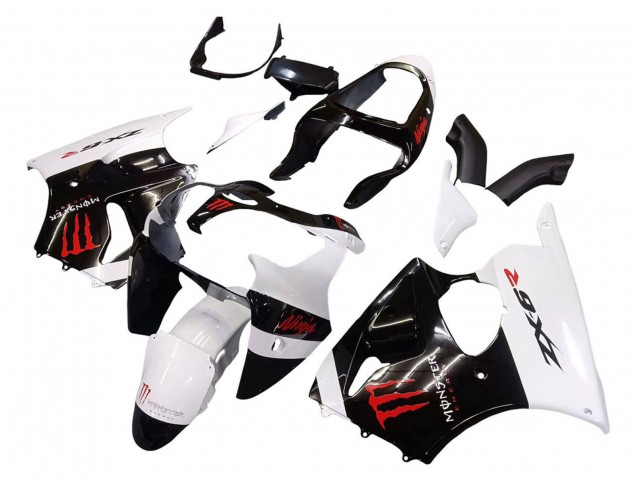 Carenado Moto Kawasaki ZX6R 2000-2002 - Blanco Negro Rojo Monstruo