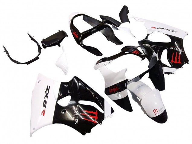 Carenado Moto Kawasaki ZX6R 2000-2002 - Blanco Negro Rojo Monstruo