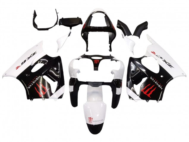 Carenado Moto Kawasaki ZX6R 2000-2002 - Blanco Negro Rojo Monstruo