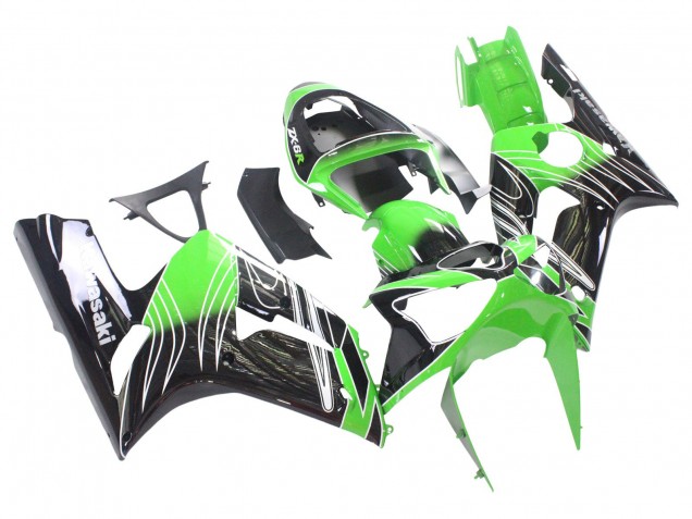 Carenado Moto Kawasaki ZX6R 2003-2004 - Verde Blanco Negro