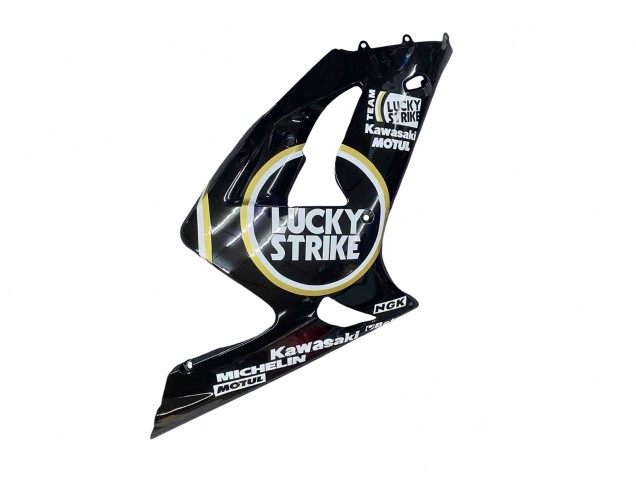 Carenado Moto Kawasaki ZX6R 2003-2004 - Negro Brillante Blanco Motul Lucky Strike