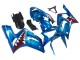 Carenado Moto Kawasaki ZX6R 2003-2004 - Azul Blanco Rojo Tiburón
