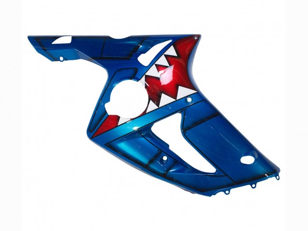 Carenado Moto Kawasaki ZX6R 2003-2004 - Azul Blanco Rojo Tiburón