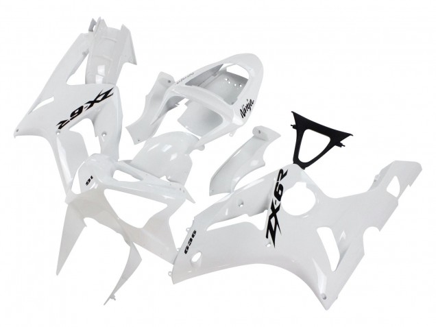 Carenado Moto Kawasaki ZX6R 2003-2004 - Blanco Negro Calcomanías