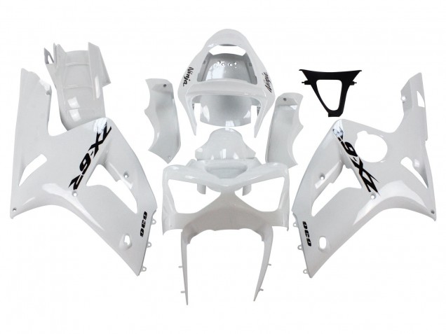 Carenado Moto Kawasaki ZX6R 2003-2004 - Blanco Negro Calcomanías