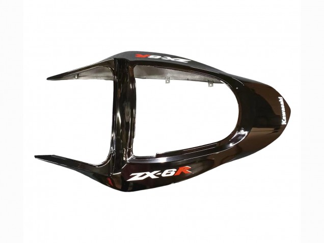 Carenado Moto Kawasaki ZX6R 2003-2004 - Negro Brillante Rojo Llama