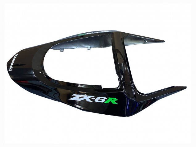 Carenado Moto Kawasaki ZX6R 2003-2004 - Negro Brillante Verde Llama
