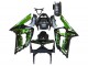 Carenado Moto Kawasaki ZX6R 2003-2004 - Negro Brillante Verde Llama