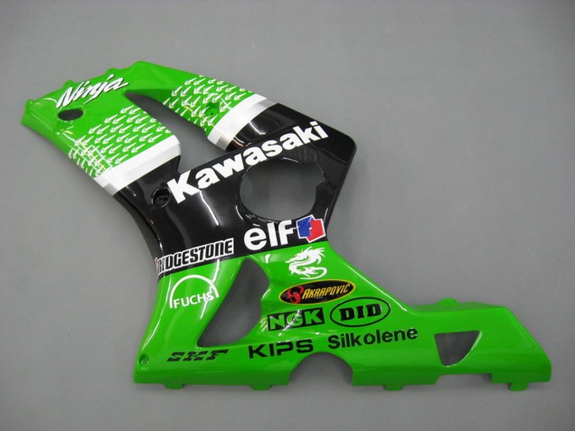 Carenado Moto Kawasaki ZX6R 2003-2004 - Verde Blanco Negro Elf Bridgestone
