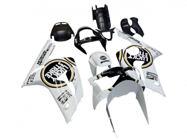 Carenado Moto Kawasaki ZX6R 2003-2004 - Blanco Negro Motul Lucky Strike