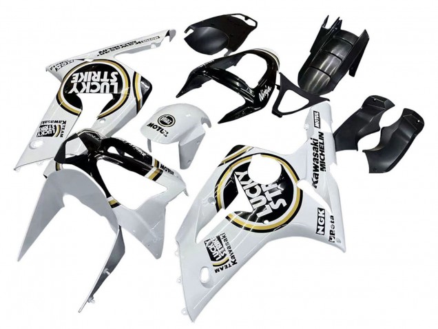 Carenado Moto Kawasaki ZX6R 2003-2004 - Blanco Negro Motul Lucky Strike