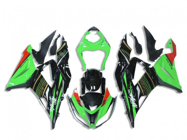 Carenado Moto Kawasaki ZX6R 2013-2018 - Verde Negro Brillante Rojo Honeycomb