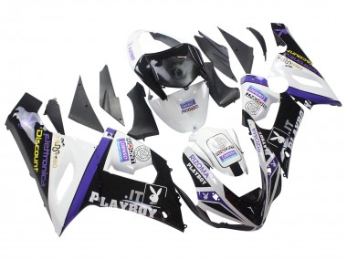 Carenado Moto Kawasaki ZX6R 2005-2006 - Blanco Púrpura Negro Rizoma Playboy DENSO