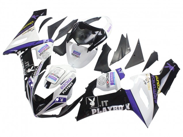 Carenado Moto Kawasaki ZX6R 2005-2006 - Blanco Púrpura Negro Rizoma Playboy DENSO