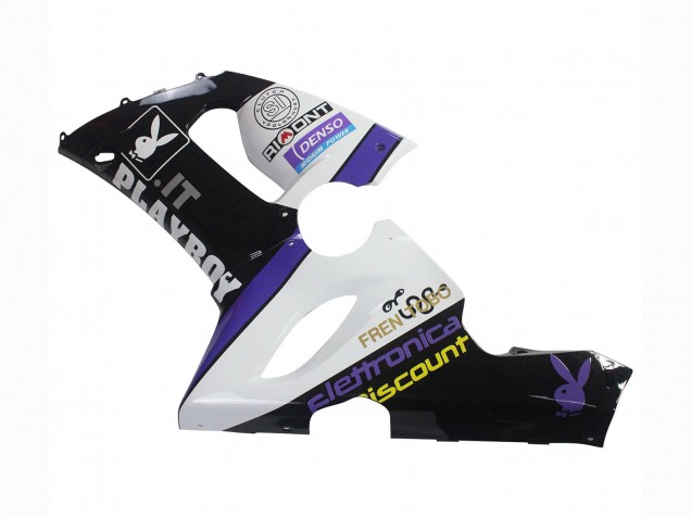 Carenado Moto Kawasaki ZX6R 2005-2006 - Blanco Púrpura Negro Rizoma Playboy DENSO