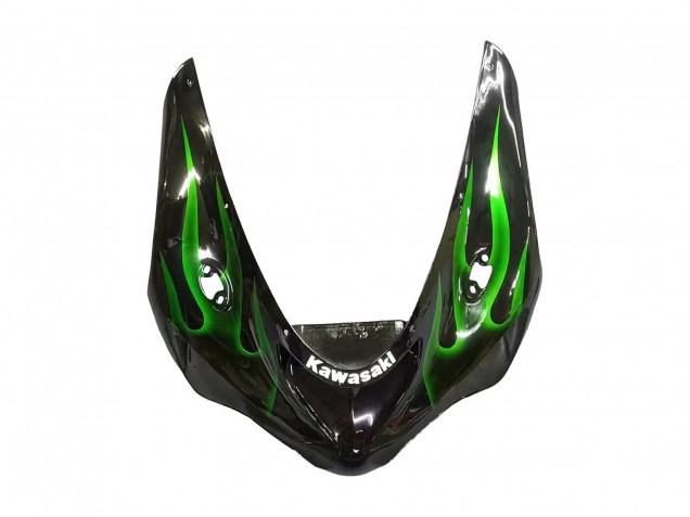Carenados Moto Kawasaki ZX6R 2005-2006 - Negro Brillante Verde Llama