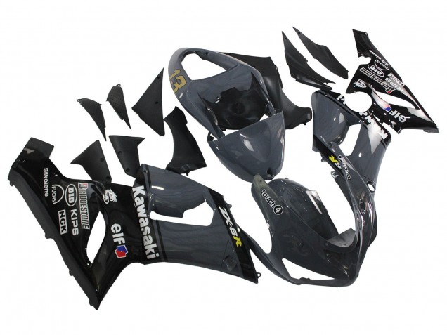 Carenado Moto Kawasaki ZX6R 2005-2006 - Gris Oscuro Negro
