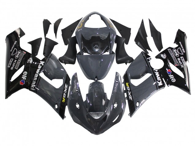 Carenado Moto Kawasaki ZX6R 2005-2006 - Gris Oscuro Negro