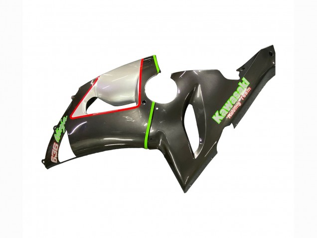 Carenado Moto Kawasaki ZX6R 2005-2006 - Negro Plata Verde Rojo K-26