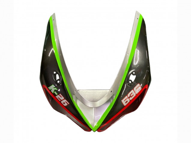 Carenado Moto Kawasaki ZX6R 2005-2006 - Negro Plata Verde Rojo K-26