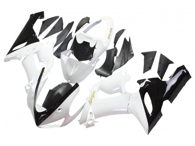 Carenado Moto Kawasaki ZX6R 2005-2006 - Blanco Negro Oro Ninja