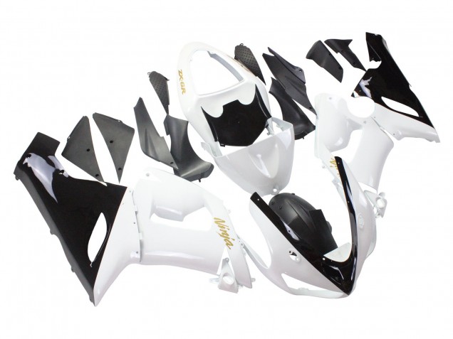 Carenado Moto Kawasaki ZX6R 2005-2006 - Blanco Negro Oro Ninja