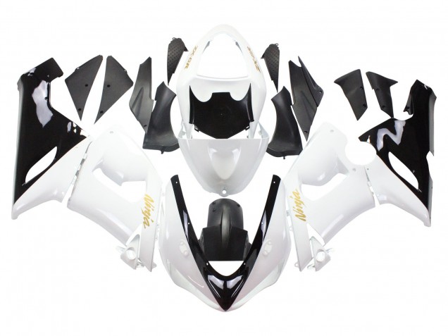 Carenado Moto Kawasaki ZX6R 2005-2006 - Blanco Negro Oro Ninja