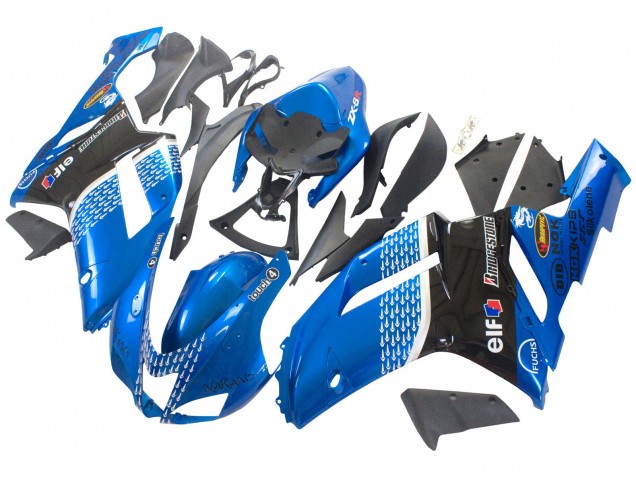 Carenado Moto Kawasaki ZX6R 2007-2008 - Negro Azul Elf