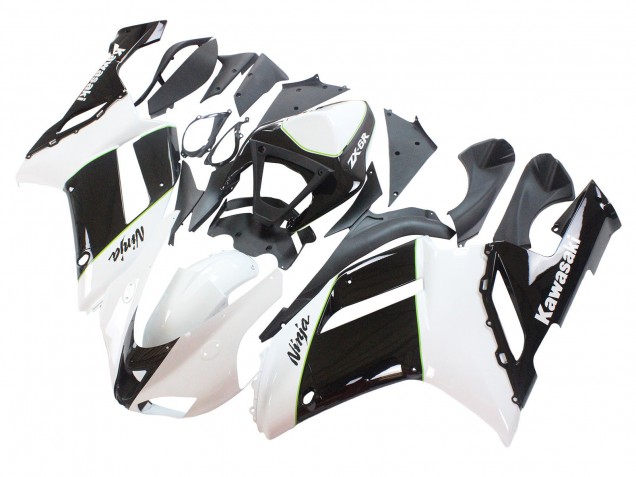 Carenado Moto Kawasaki ZX6R 2007-2008 - Negro Blanco Ninja