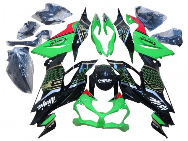 Carenado Moto Kawasaki ZX6R 2009-2012 - Rojo Negro Brillante Honeycomb