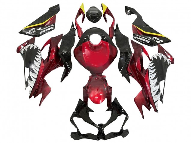 Carenado Moto Kawasaki ZX6R 2013-2018 - Rojo Amarillo Negro Blanco Tiburón