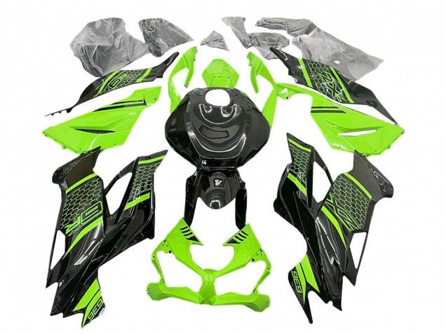 Carenado Moto Kawasaki ZX6R 2019-2022 - Verde Negro Honeycomb
