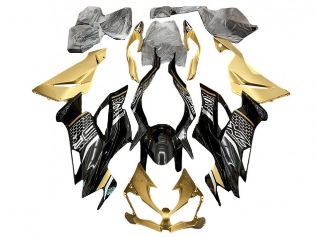 Carenado Moto Kawasaki ZX6R 2019-2022 - Oro Negro Brillante Blanco Honeycomb