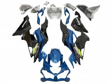 Carenado Moto Kawasaki ZX6R 2019-2022 - Azul Amarillo Blanco Negro Brillante